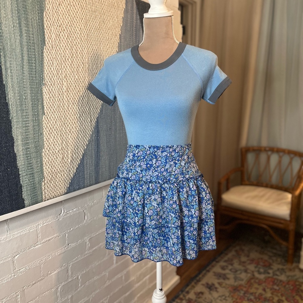 Wild Fable Blue Floral Ruffle Tiered Skirt - Picture 3 of 10